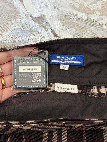 BURBERRY DARK BROWN PLEATED VINTAGE MINI SKIRT (36, xs)