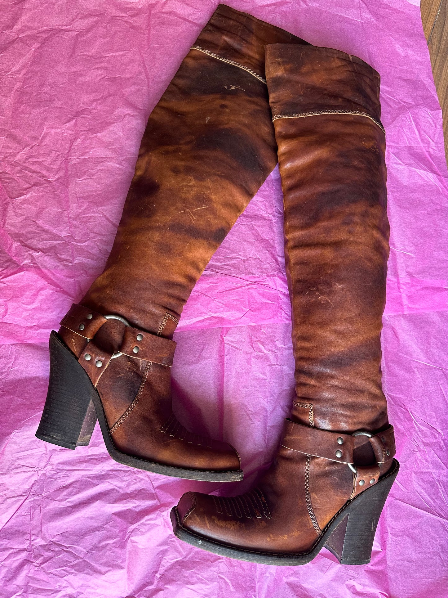 christian dior f/w 2006 galliano thigh high leather boots size 39.5