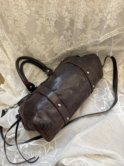 miu miu dark chocolate vintage vitello lux ruched bag
