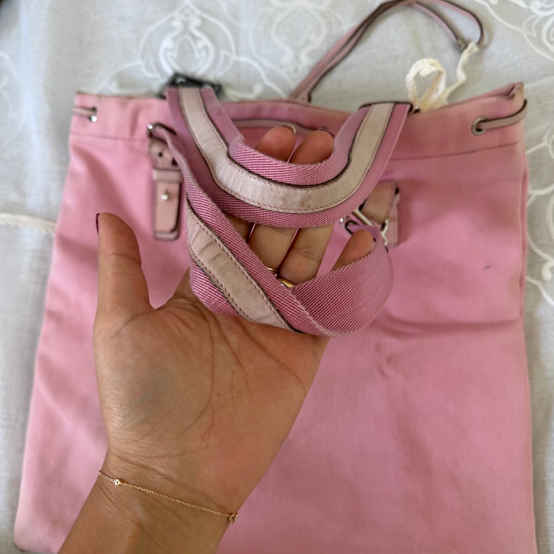 xovintage yves saint laurent rive gauche pink kahala vintage tote bag large - Handbags