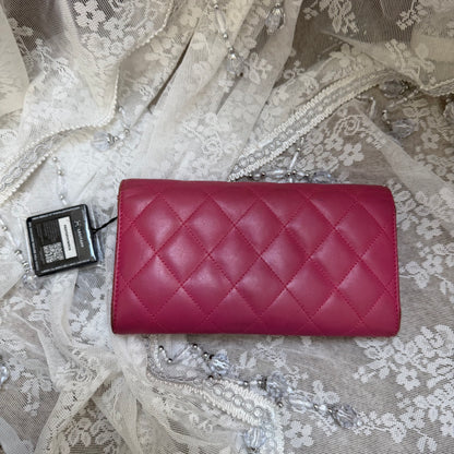 Chanel Vintage Cambon Wallet in Pink Quilted Leather