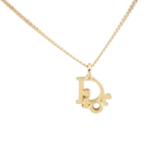 christian dior gold-tone logo necklace