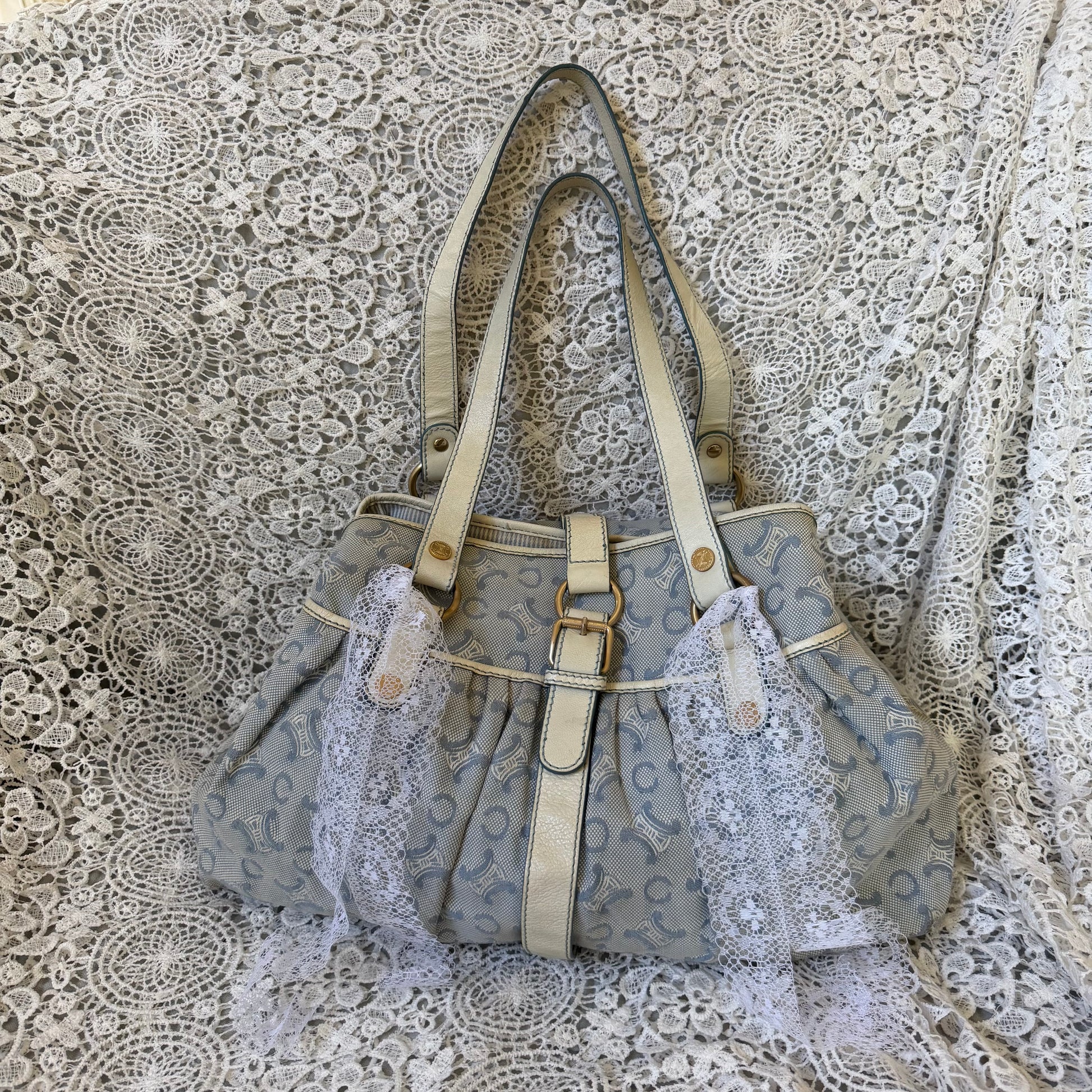 xovintage celine large vintage lily c baby blue bag - Handbags