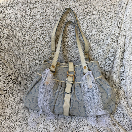 xovintage celine large vintage lily c baby blue bag - Handbags