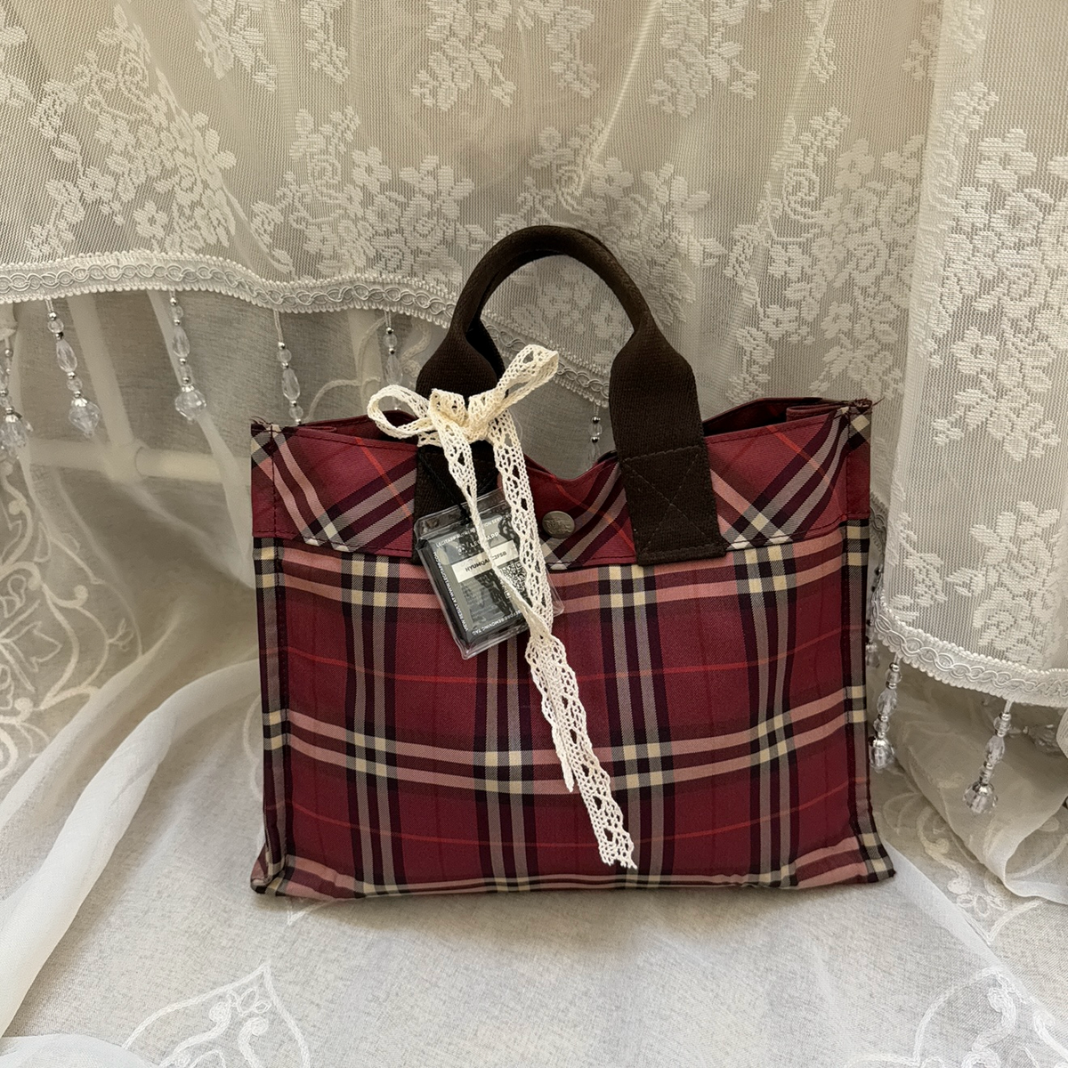 burberry blue label vintage BURGUNDY TOTE BAG