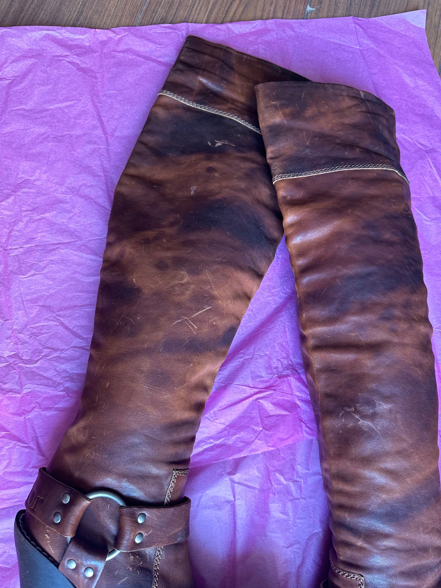 christian dior f/w 2006 galliano thigh high leather boots size 39.5