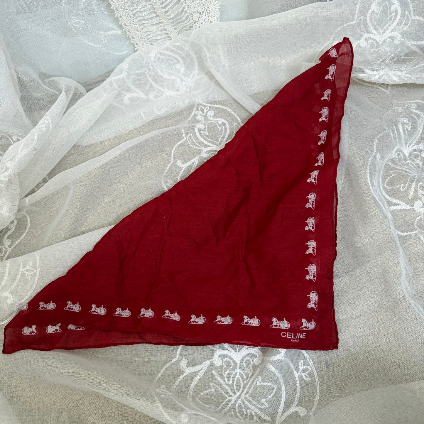 xovintage celine red vintage bandanna - Bandanas & Headties