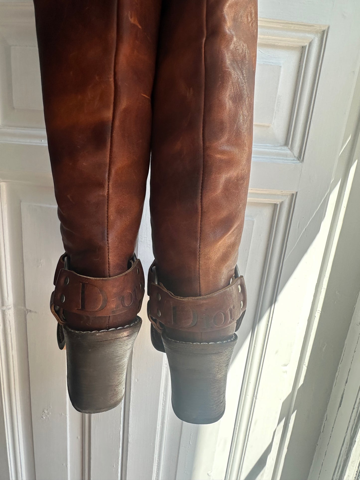 christian dior f/w 2006 galliano thigh high leather boots size 39.5