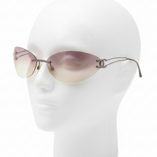 Chanel 2000s vintage rimless pink sunglasses