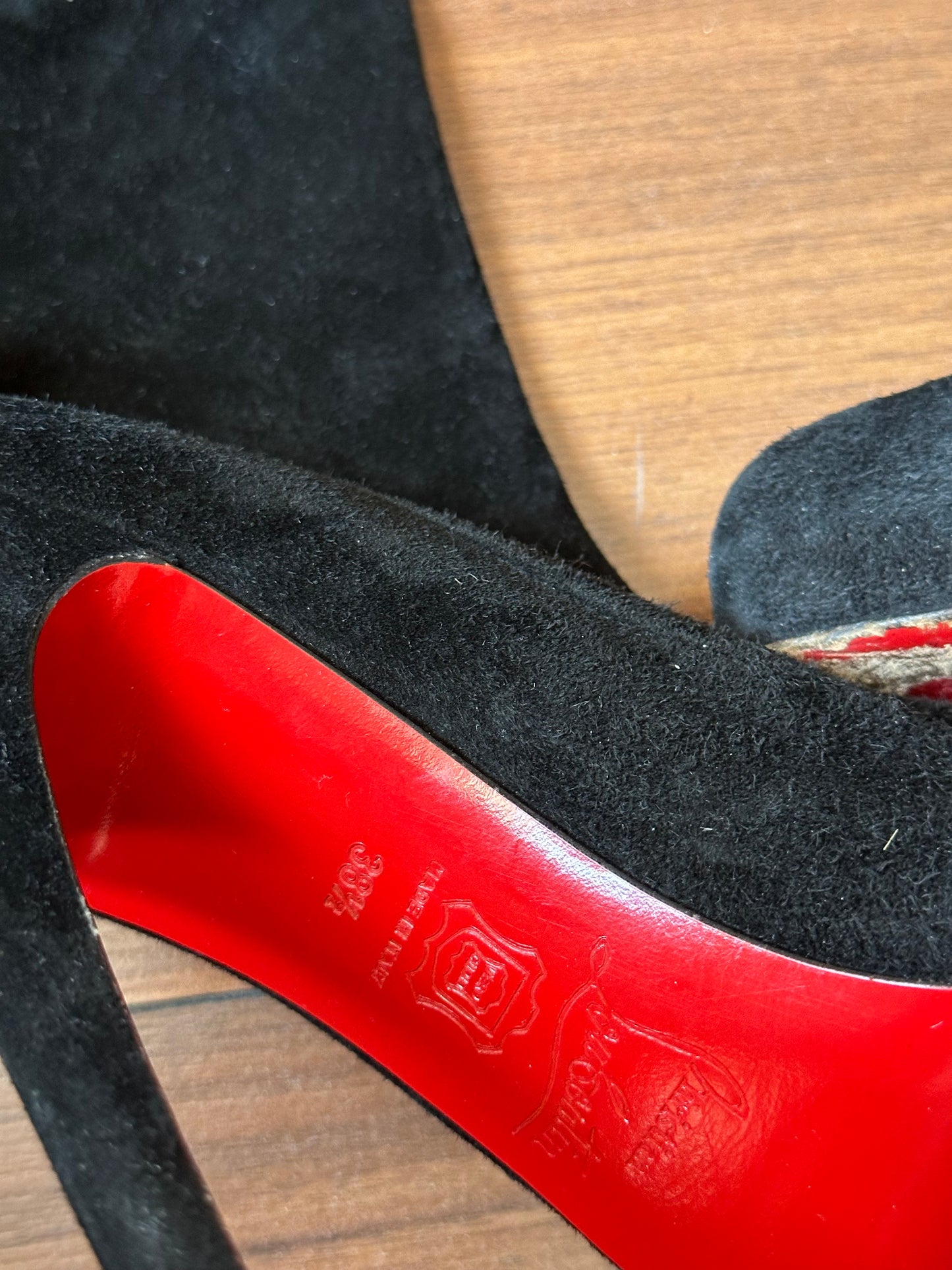 christian louboutin thigh high suede boots size 38.5