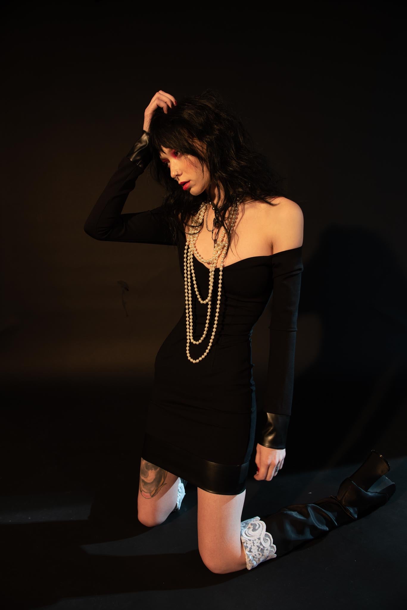 90s Supermodel Off-Shoulder Dress