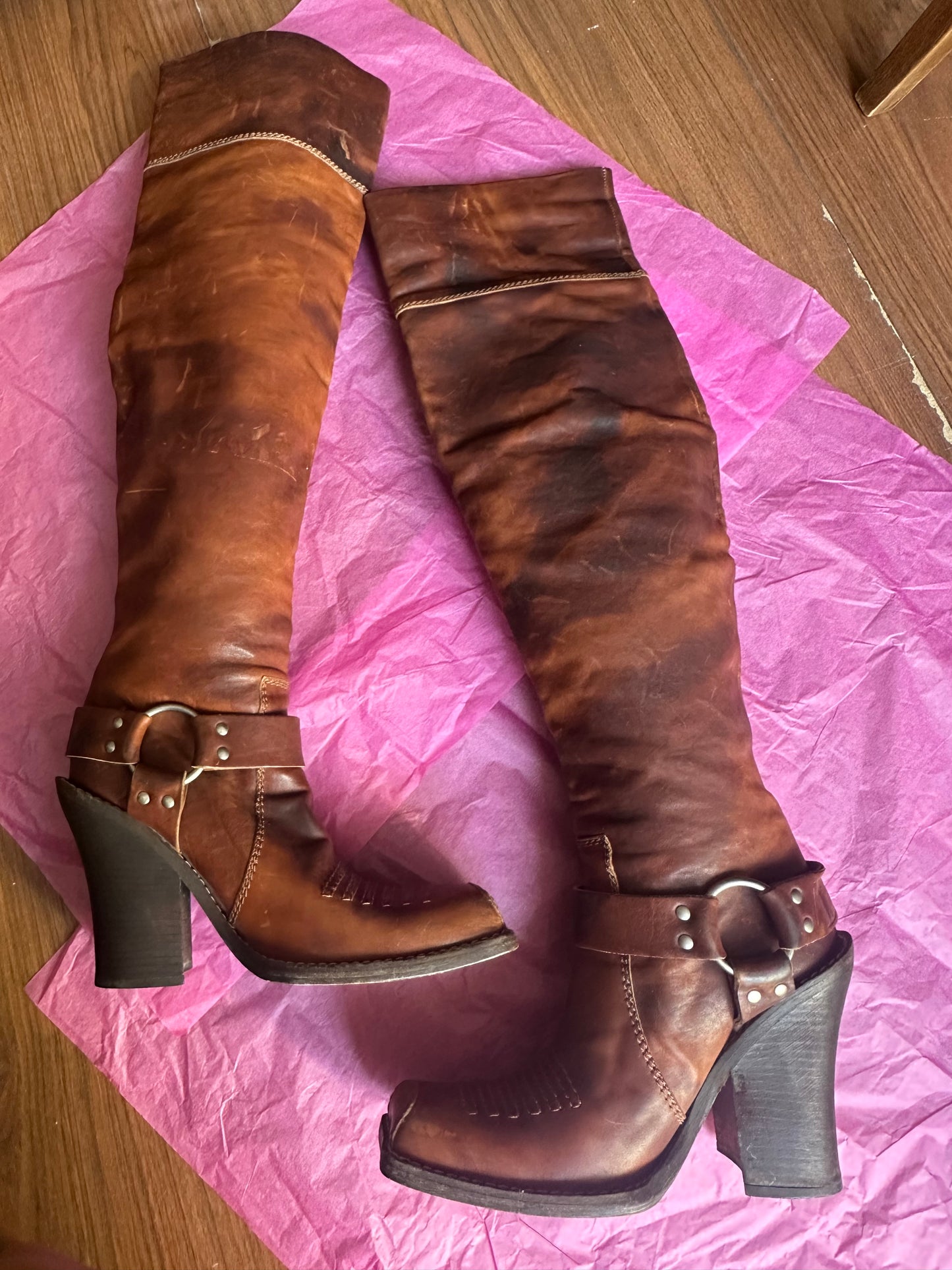 christian dior f/w 2006 galliano thigh high leather boots size 39.5