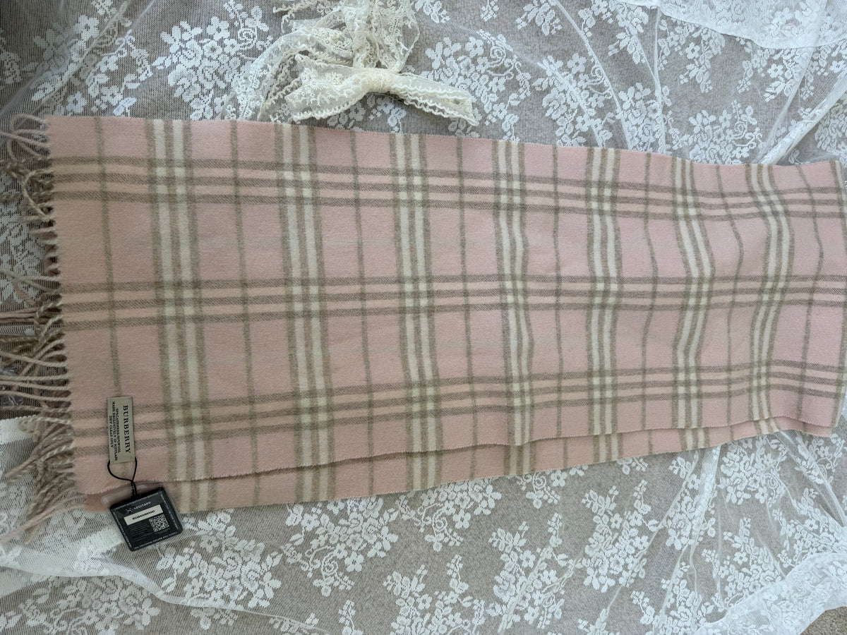 burberry baby pink vintage cashmere blend scarf