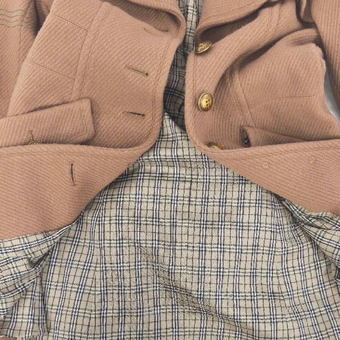 pre-loved burberry blue label beige pleated flirty dress coat