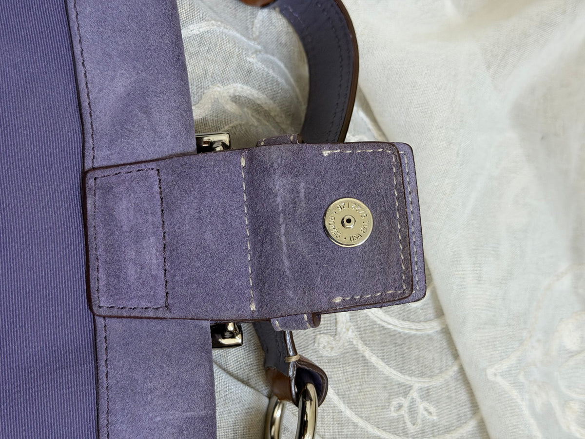 xovintage Vintage Coach Lavender Soho Suede Buckle Flap Shoulder Bag - Handbags