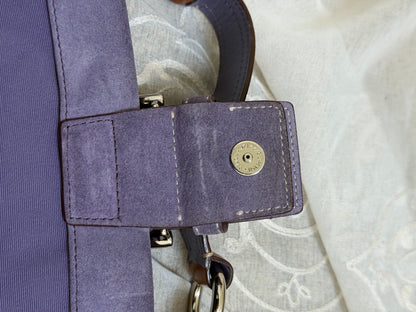 xovintage Vintage Coach Lavender Soho Suede Buckle Flap Shoulder Bag - Handbags