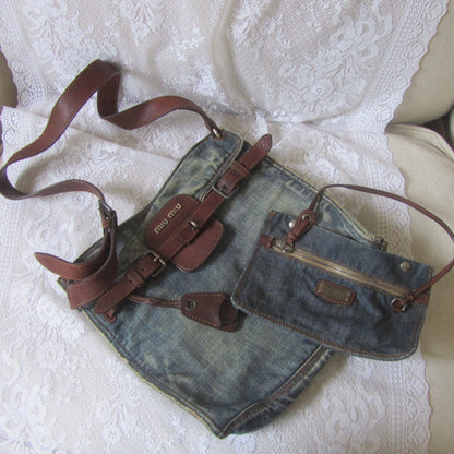 miu miu denim 2 in 1 vintage shoulder bag