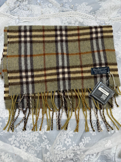 burberry 90s vintage pure cashmere scarf in khaki