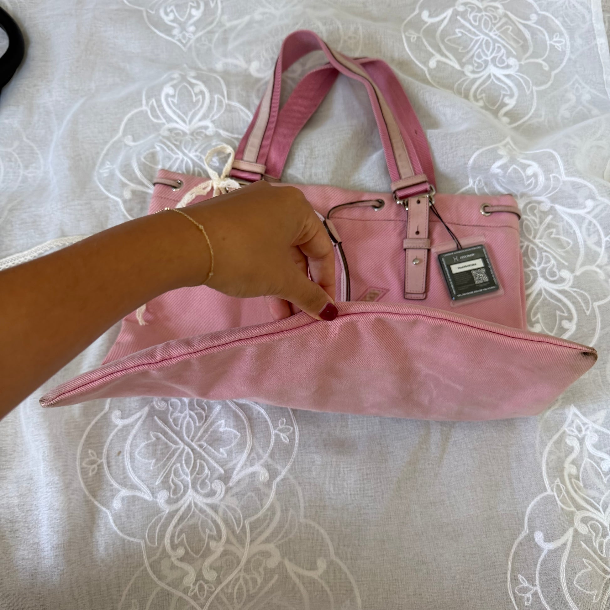 xovintage yves saint laurent rive gauche pink kahala vintage tote bag large - Handbags