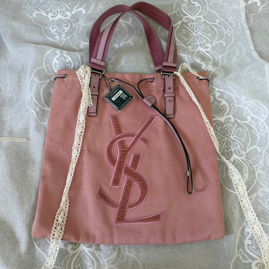 xovintage yves saint laurent rive gauche pink kahala vintage tote bag large - Handbags