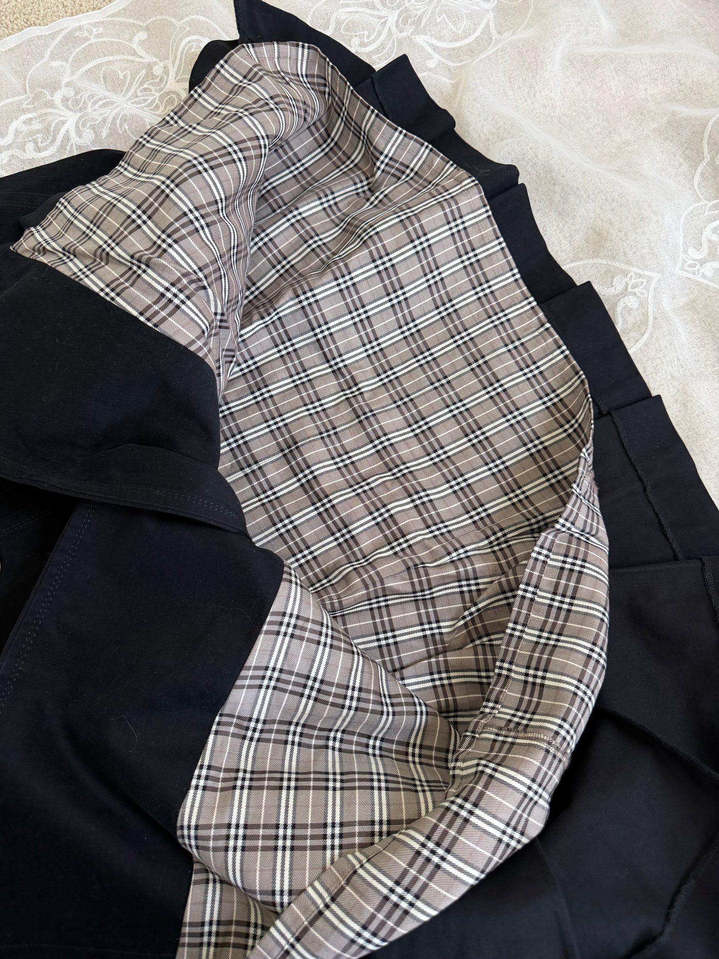burberry blue label vintage black cotton pleated flirty coat (38,s)