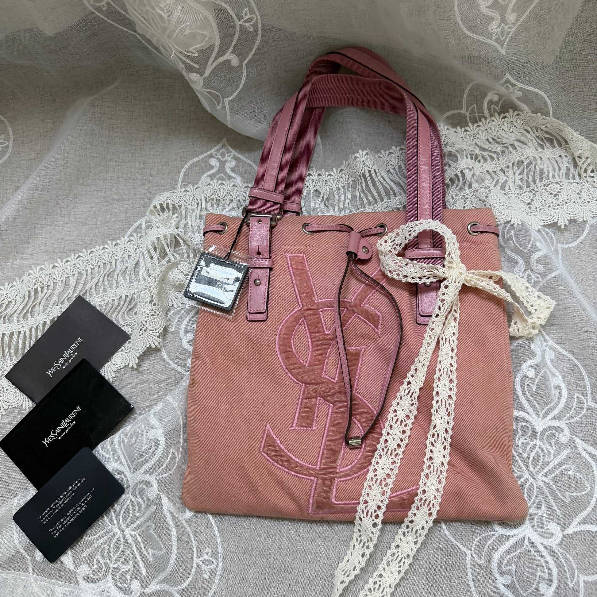 xovintage yves saint laurent rive gauche pink kahala vintage tote bag - Handbags