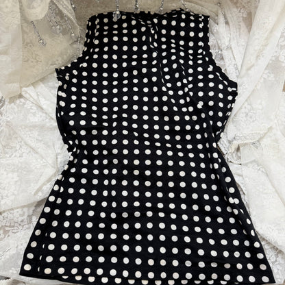 yves saint laurent rive gauche b&w polkadot vintage top