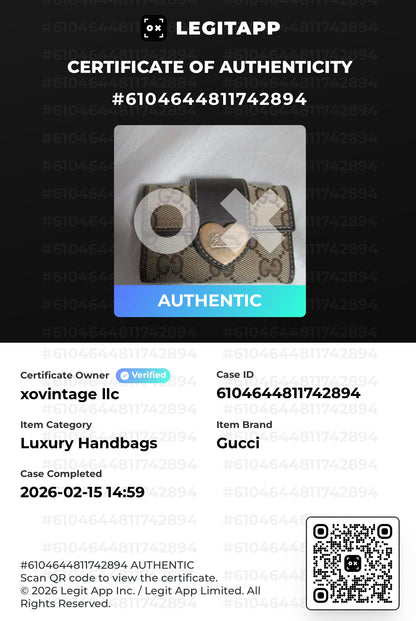 LegitAPP certificate of authenticity for a Gucci luxury handbag with an 'Authentic' label.