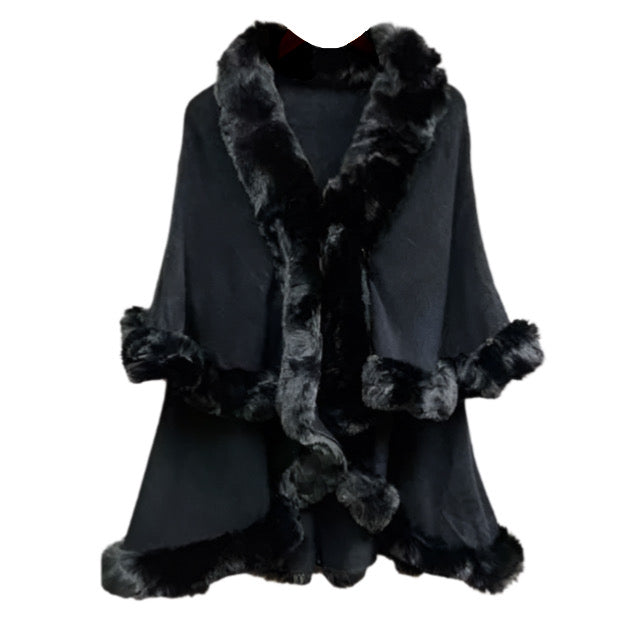Elegant Black Fur Cape