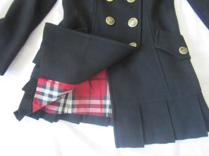 burberry blue label vintage pleated flirty dress coat in black (36)