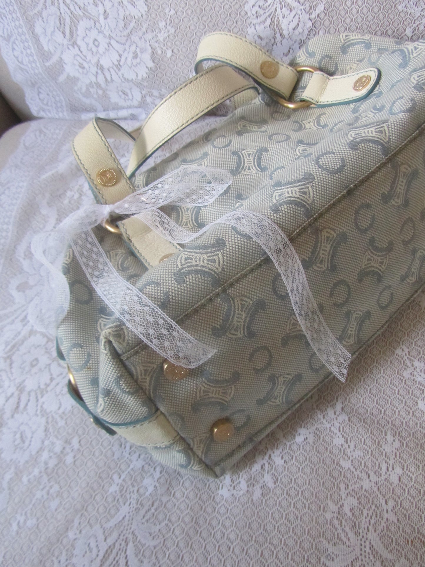 celine vintage lily c baby blue macadam bag
