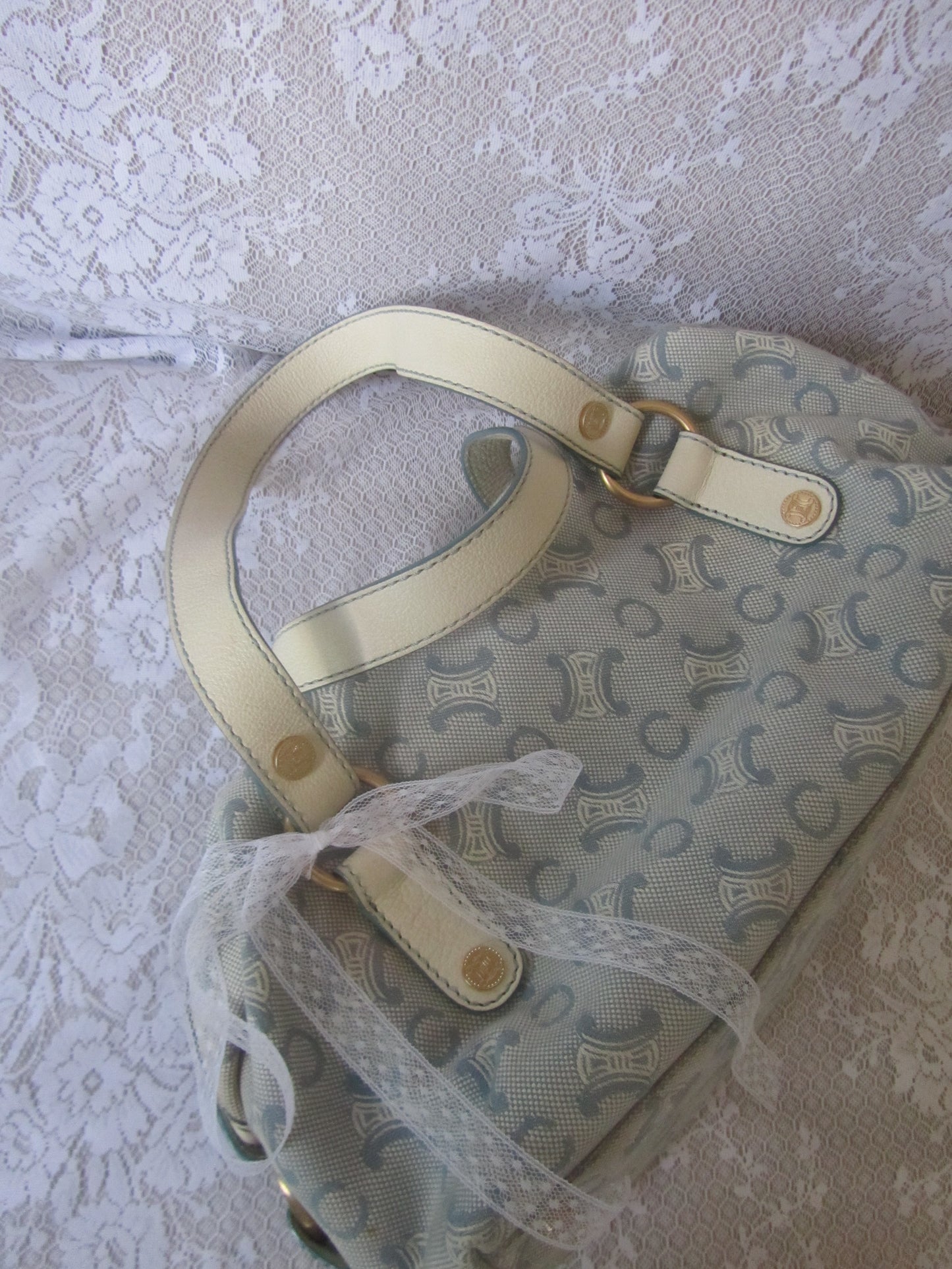 celine vintage lily c baby blue macadam bag