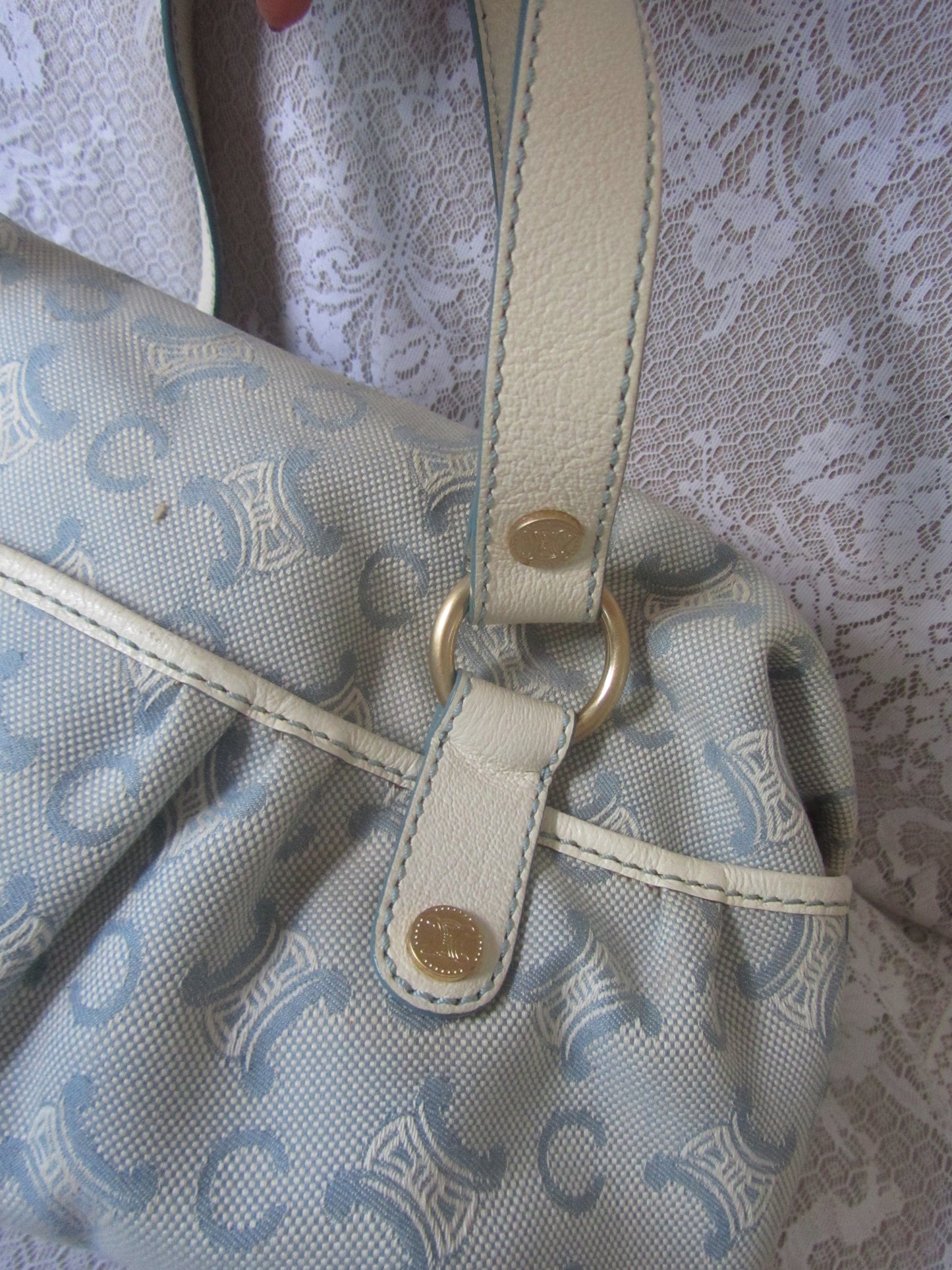 celine vintage lily c baby blue macadam bag