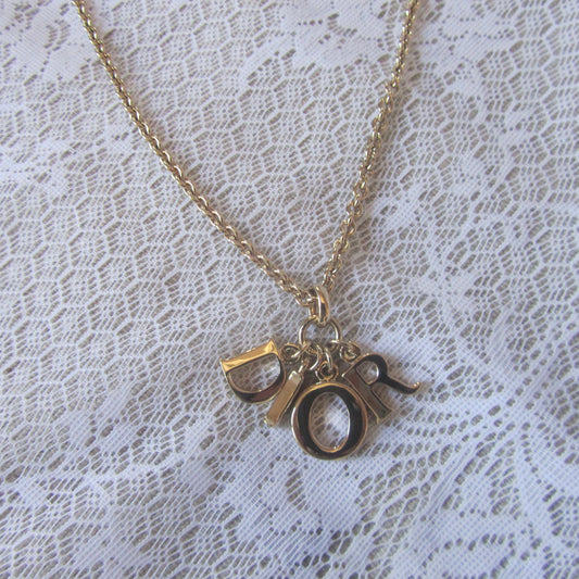 dior logo dangle vintage necklace