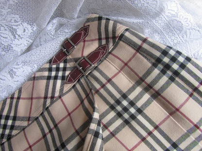 Plaid fabric with a prominent pattern on a textured background