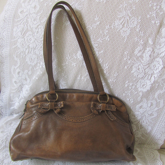 miu miu antique vintage ribbon-detail large shoulder bag