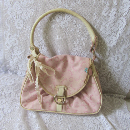 celine vintage lily c pink macadam shoulder bag