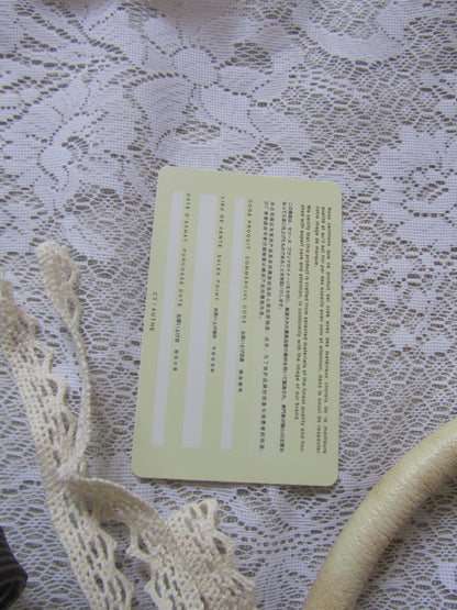 Yellow card with text on a lace fabric background