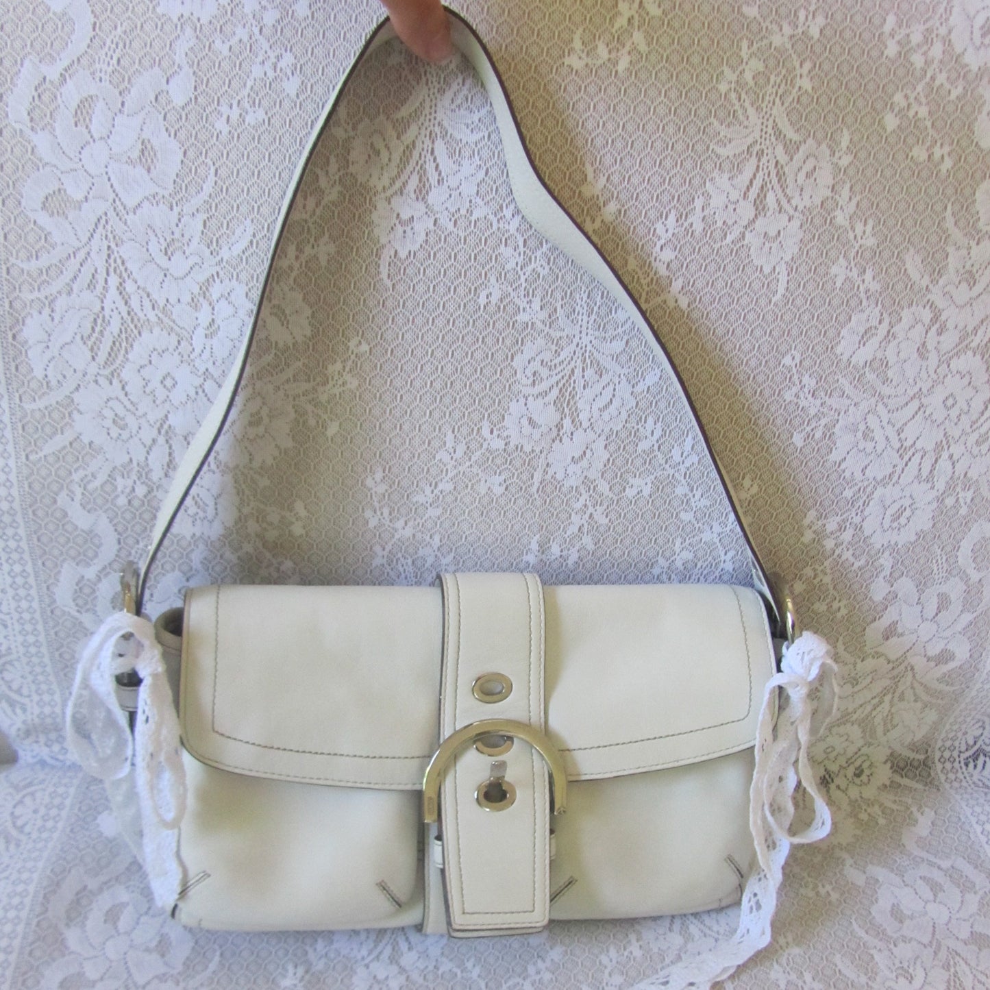 coach soho vintage double pocket ivory bag