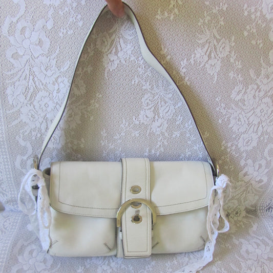 coach soho vintage double pocket ivory bag