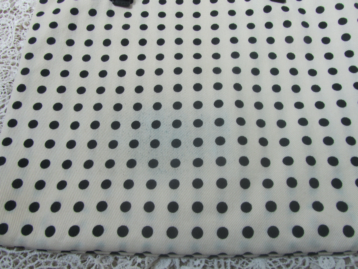  polkadot tote bag  on a lace background 
