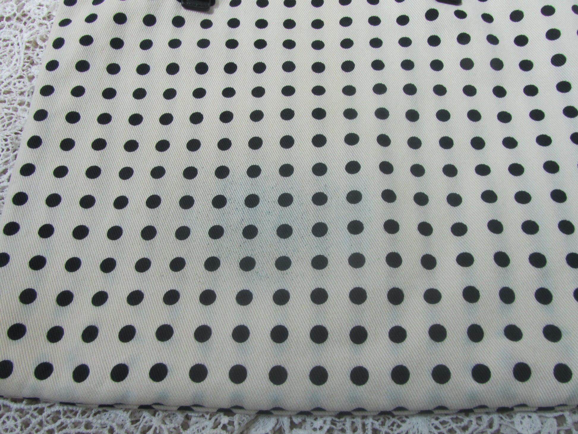  polkadot tote bag  on a lace background 