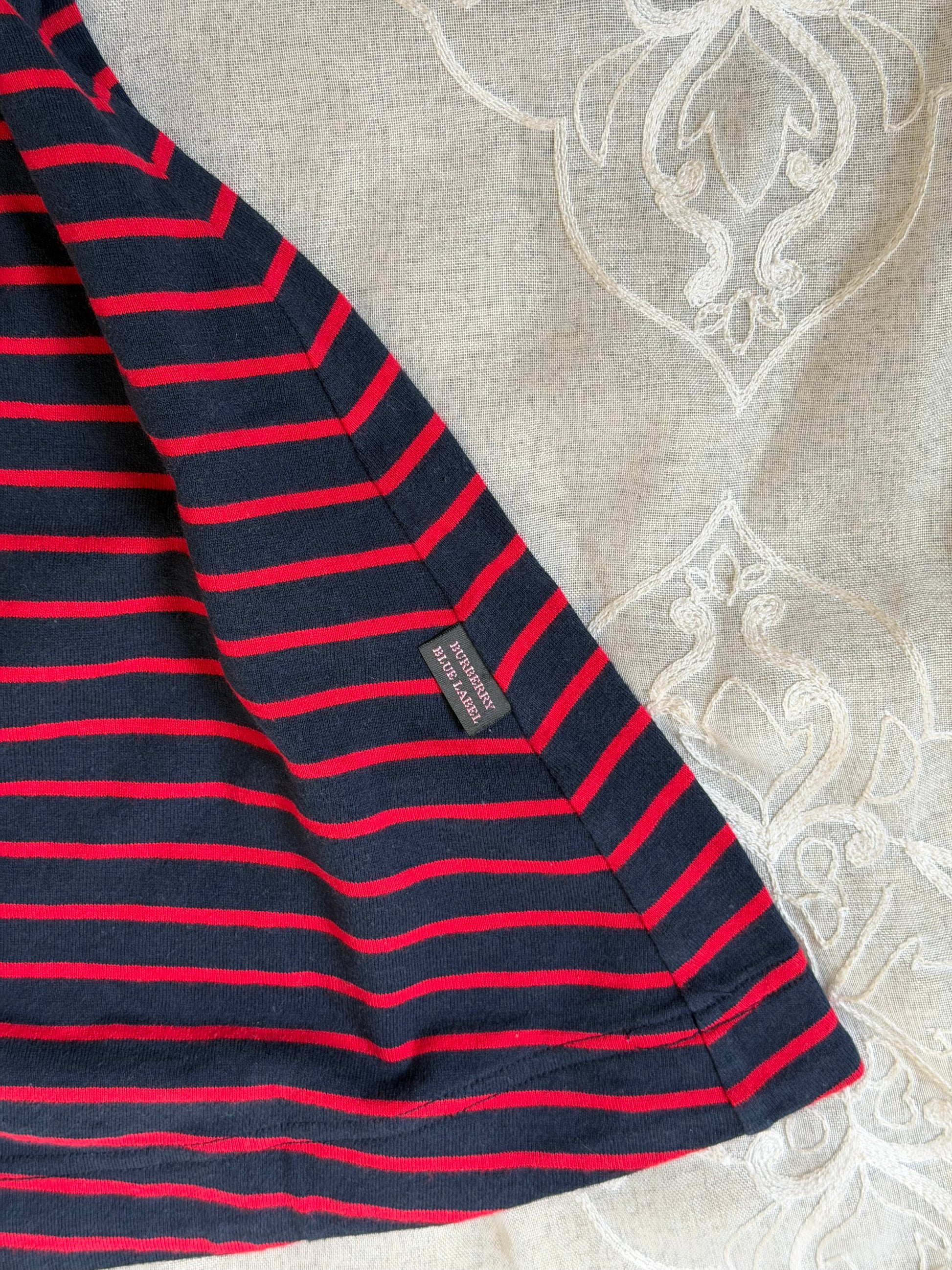 xovintage burberry blue label striped RED vintage mini dress (SMALL) - Clothing