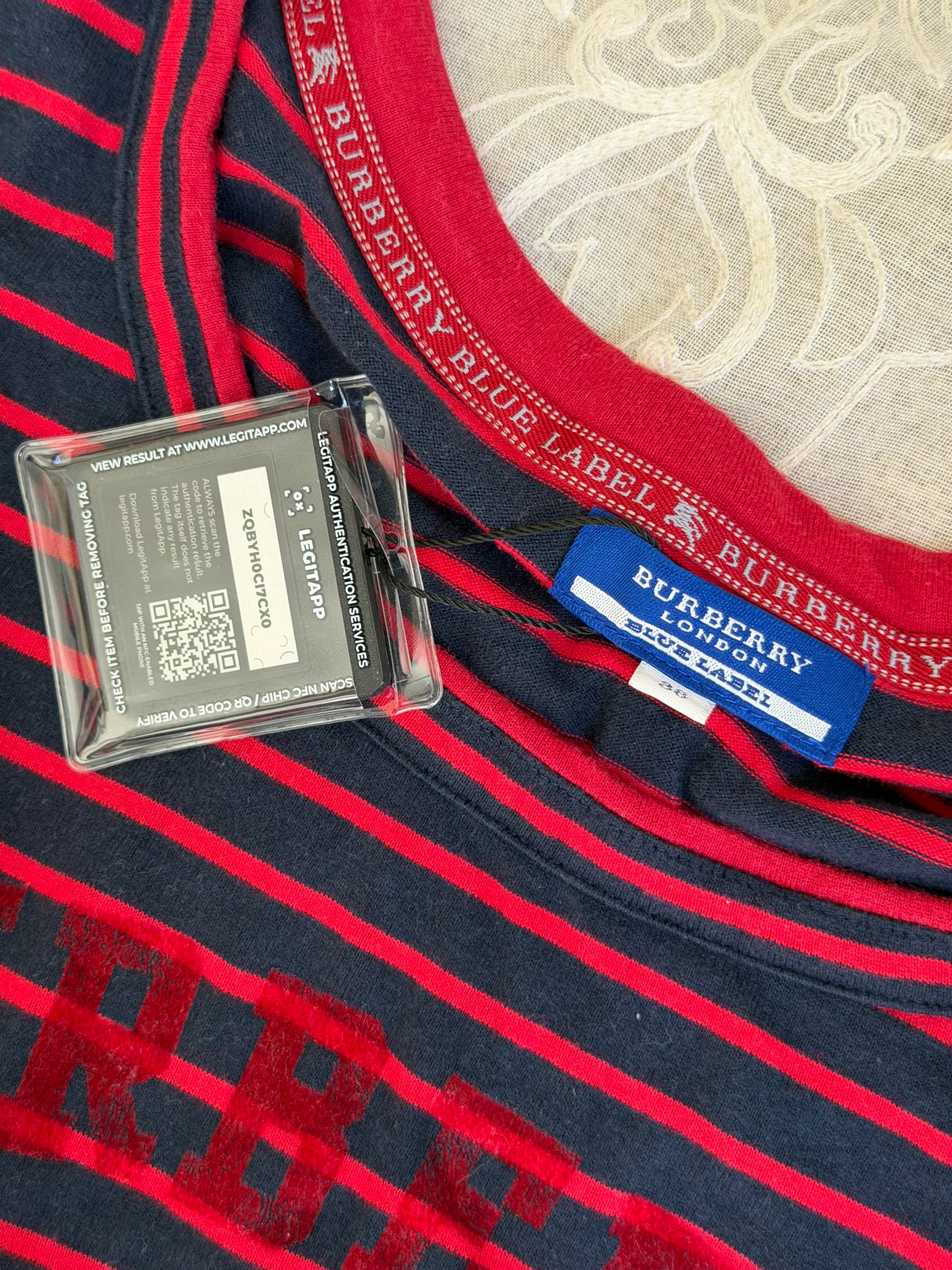 xovintage burberry blue label striped RED vintage mini dress (SMALL) - Clothing