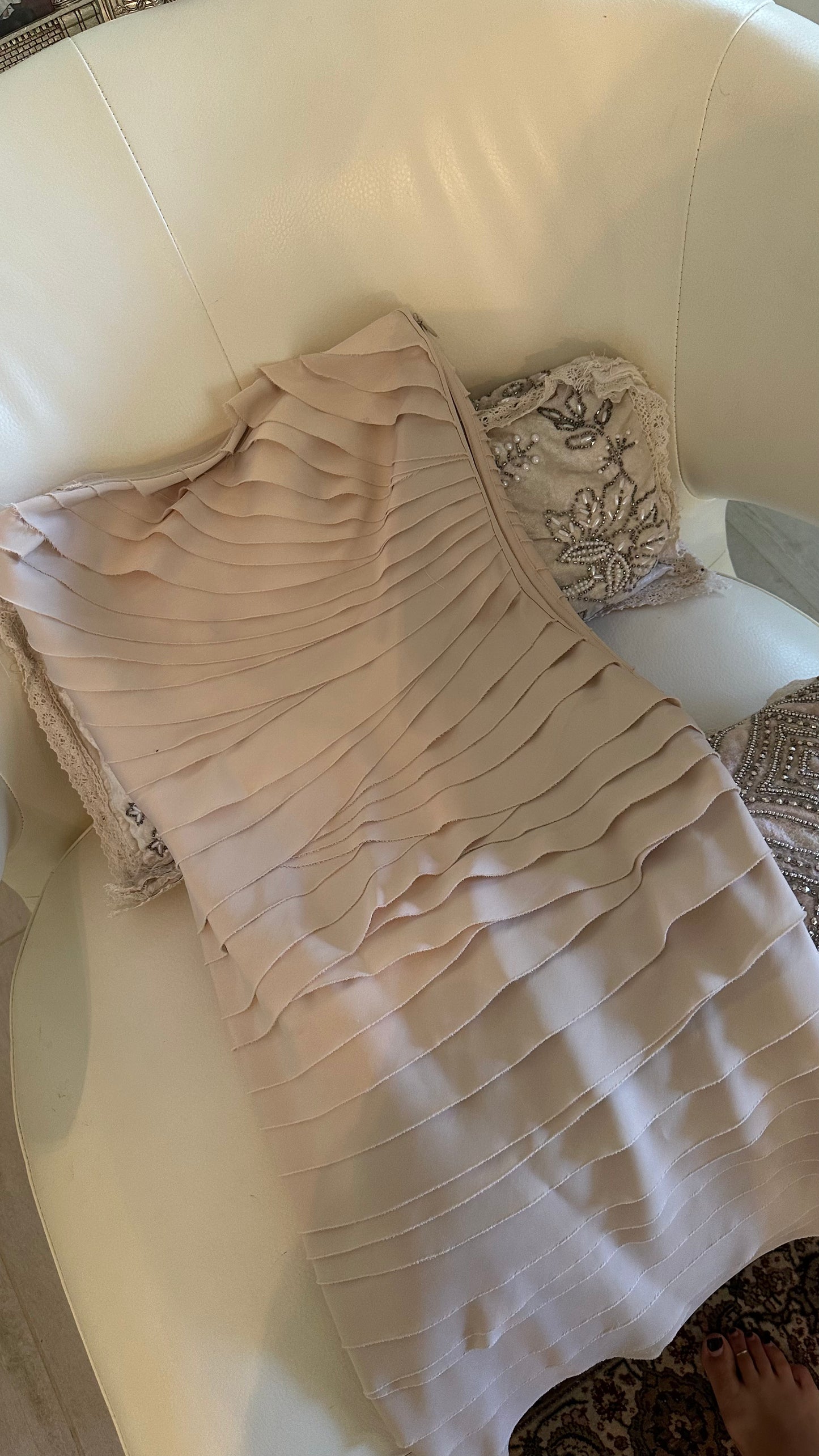 Blumarine Cream Midi Cocktail Dress