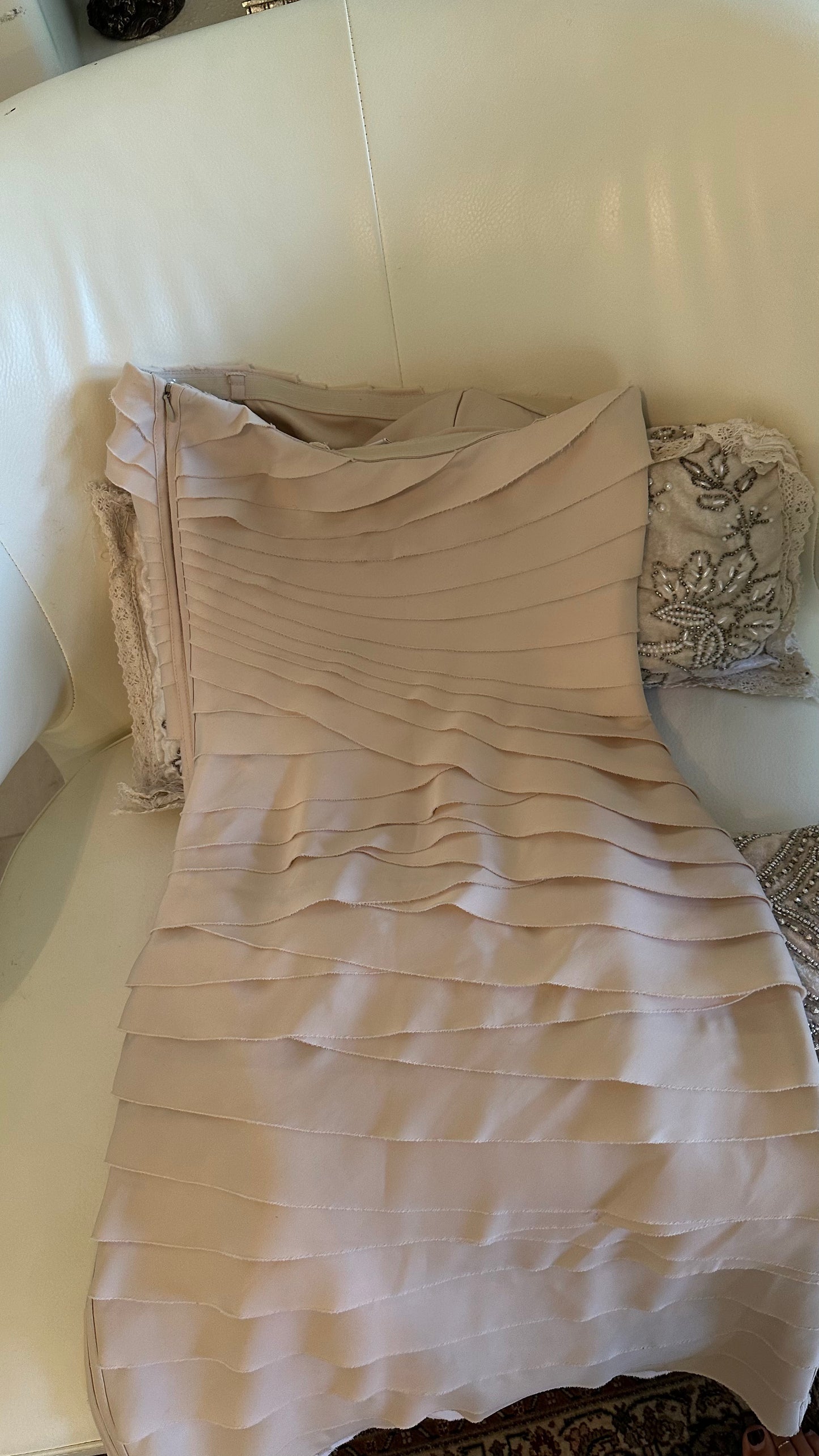 Blumarine Cream Midi Cocktail Dress