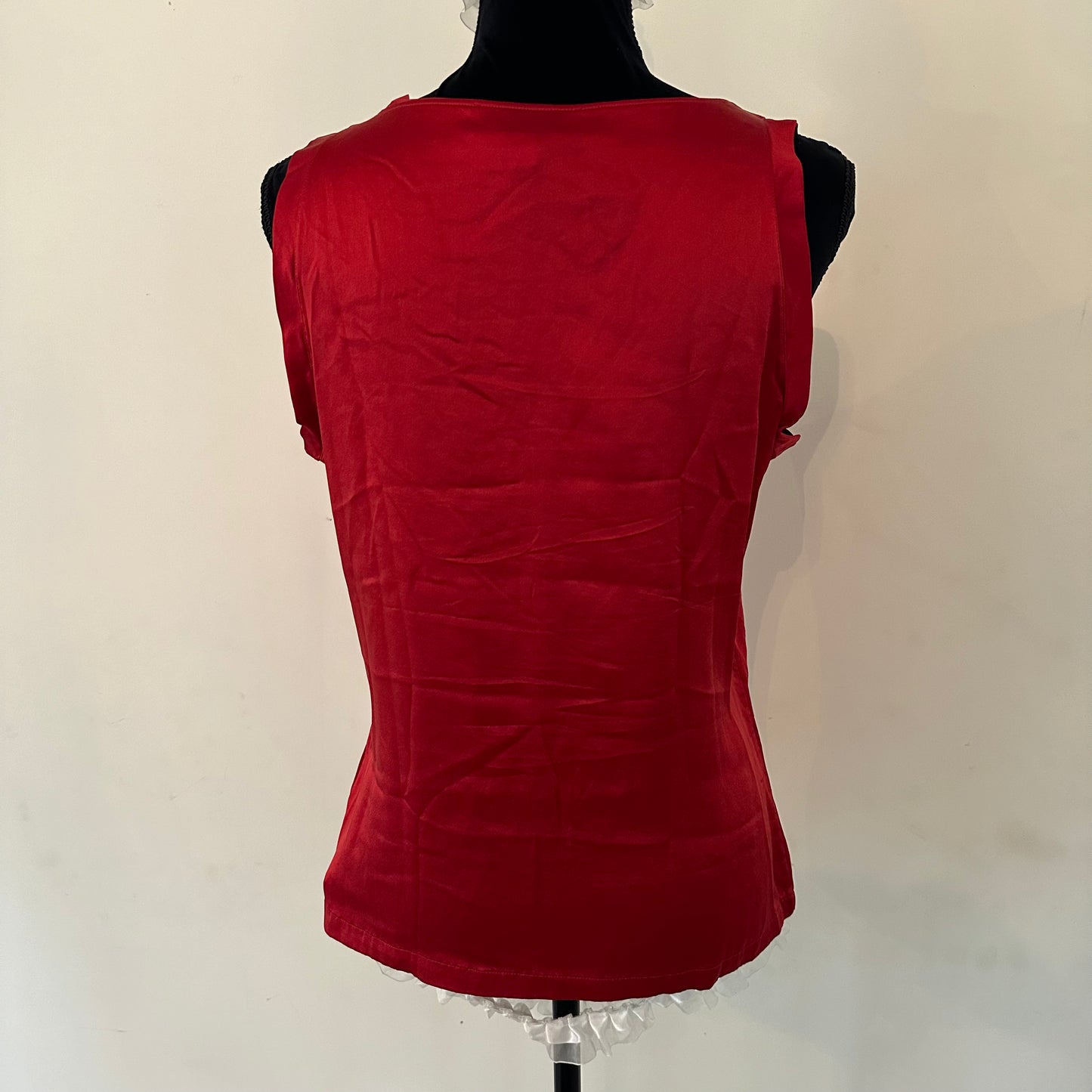 Yves Saint Laurent Rive Gauche 100% Silk Red Logo Sequin Top