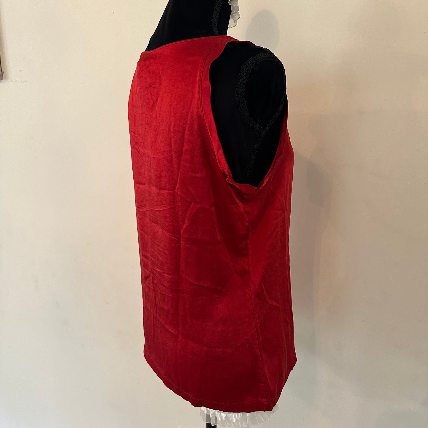 Yves Saint Laurent Rive Gauche 100% Silk Red Logo Sequin Top