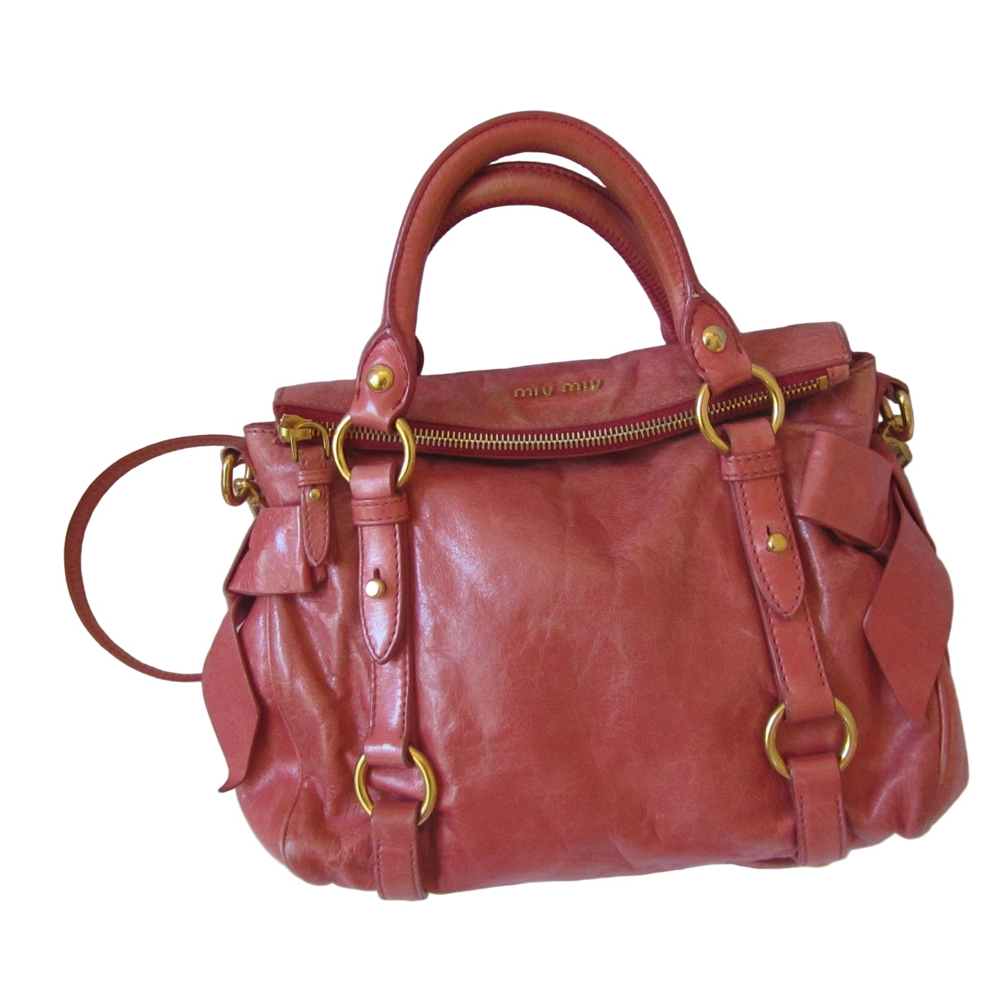 miu miu rose pink vitello mini bow bag