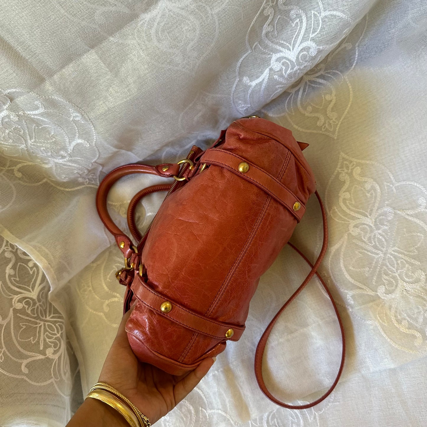 miu miu rose pink vitello mini bow bag